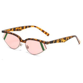 Modes Svītru Cat Eye Mazo Saulesbrilles Sieviešu 2020. Gadam Luksusa Zīmolu, Dizainu, Vintage Pusi Rāmi, Saules Brilles Šiks Trīsstūris Brilles