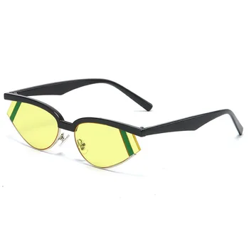 Modes Svītru Cat Eye Mazo Saulesbrilles Sieviešu 2020. Gadam Luksusa Zīmolu, Dizainu, Vintage Pusi Rāmi, Saules Brilles Šiks Trīsstūris Brilles