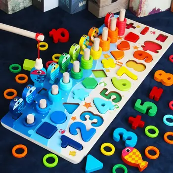 Montessori Izglītojošas Koka Rotaļlietas bērniem, Valdes Matemātikas Zvejas Skaits Numurus Matching Digitālo Formu Mača Sākumā Izglītības Rotaļlieta