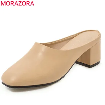MORAZORA 2020. gadam vairumtirdzniecības plus lieluma 48 sievietes sūkņi pu kvadrātveida kājām vasaras kurpes, ērtas augstpapēžu modes mūļu kurpes sieviete