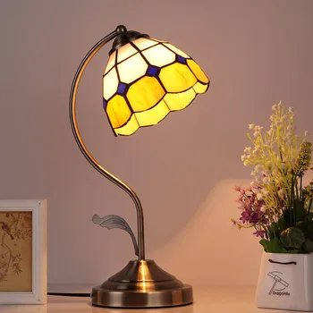 Mozaīkas vitrāžas lampu Guļamistabā, Dzīvojamā istabā Gultā pusē tiffanylamp Tiffany lampu toņu, vintage galda lampas piederumi
