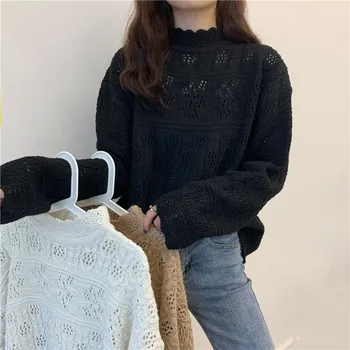 Mozuleva Vintage Džemperi Sievietēm Puse Augstu Uzrullētu Apkakli Zaudēt Dobi No Puloveri Sieviete Drēbes 2020. Gadam Trikotāžas Sueter Mujer Džemperis