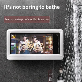 Mājas Sienas Ūdensizturīgs Mobilo Telefona Kaste Pašlīmējošas Turētājs Touch Screen Vannas Istaba Tālruņa Korpusa Dušas Blīvējuma Uzglabāšanas Kaste