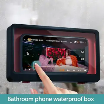 Mājas Sienas Ūdensizturīgs Mobilo Telefona Kaste Pašlīmējošas Turētājs Touch Screen Vannas Istaba Tālruņa Korpusa Dušas Blīvējuma Uzglabāšanas Kaste