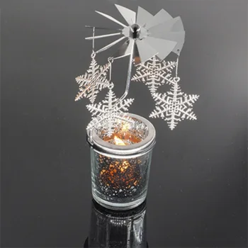 Mājas Ziemassvētku Rotājumi Jaunu Romantisku Rotācijas Vērpšanai Tealight Svece Metāla Tējas Gaismas Turētājs Karuselis