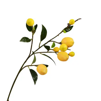 Mākslīgie Augļi Filiāle Dzeltena Ogas Imitācija Citrona Augļu Koku Filiāle Mājas Darbvirsmas DIY Decotation Viltus Ziedu