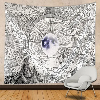 Mēness un zvaigznes gobelēns Indijas Mandala Hipiju Macrame Gobelēns Sienas Karājas Boho dekoru Psychedelic Maģija Gobelēns