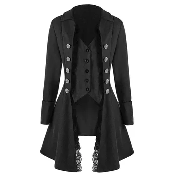 Mētelis Sievietēm Vintage Uzvalks Jaka Ilgi Vintage Steampunk Retro Tailcoat Pogu Krūtīm, Gothic Viktorijas Kleita Mētelis Gothic Coat