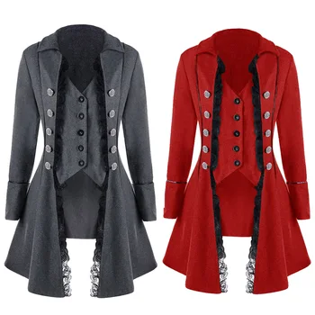 Mētelis Sievietēm Vintage Uzvalks Jaka Ilgi Vintage Steampunk Retro Tailcoat Pogu Krūtīm, Gothic Viktorijas Kleita Mētelis Gothic Coat