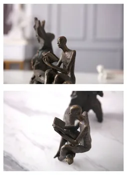 Mūsdienu Anotācija Uzdevums Sēdēt Uz Koka Stumbra Lasīt Grāmatu Statuja Mājas Sveķu Mākslas Amatniecība Dāvanu Figūriņas Home Decoration Accessories