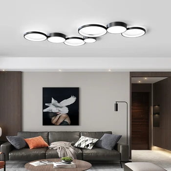 Mūsdienu ziemeļvalstu LED čuguna un akrila melna apaļa griestu lampa viesistaba, guļamistaba, ēdamzāle hotel mosaic gaismas 16275