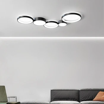 Mūsdienu ziemeļvalstu LED čuguna un akrila melna apaļa griestu lampa viesistaba, guļamistaba, ēdamzāle hotel mosaic gaismas