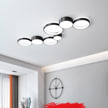 Mūsdienu ziemeļvalstu LED čuguna un akrila melna apaļa griestu lampa viesistaba, guļamistaba, ēdamzāle hotel mosaic gaismas