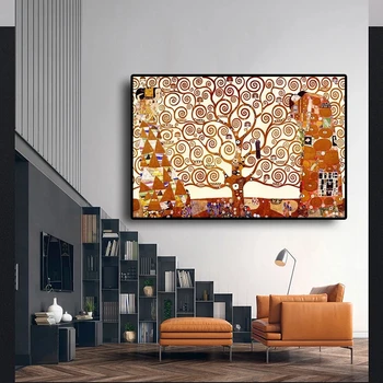 Mūsdienīga Sienas Māksla Dzīvības Koks Gustava Klimta Sienas, Attēlus Dzīvojamā Istaba Audekls Krāsošana Dekoratīvie Iespiesti Mākslas Piliens kuģniecība