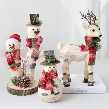 Navidad2020 decoraciones para el hogar Ziemeļu Bērzu Mizas Sniegavīrs Lelle Darbvirsmas Apdare Elk Skatuves Dekorēšana Ziemassvētkiem