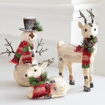 Navidad2020 decoraciones para el hogar Ziemeļu Bērzu Mizas Sniegavīrs Lelle Darbvirsmas Apdare Elk Skatuves Dekorēšana Ziemassvētkiem