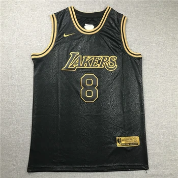 NBA Vīriešu Los Angeles Lakers #8 #24 Kobe Bryant Basketbola Svīteri Black Mamba Melnā Zelta Izdevums