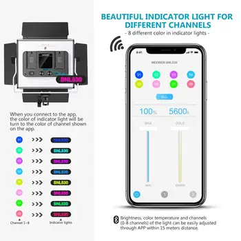Neewer 528 LED Video Gaisma, Regulējamas, Bi-Color Fotogrāfija Apgaismojuma Komplekts ar APP Inteliģentas Kontroles Sistēma, Profesionālā 28149