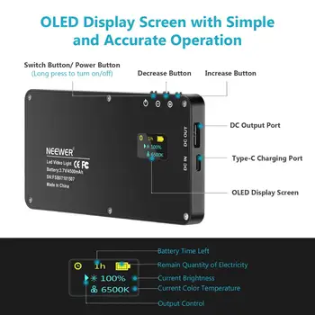 Neewer Pro MFL-06 Par-Kameras Video Vieglas, Kabatas Izmēra 180 SMD LED/Bi-Color 3000-6500K/Regulējamas Brightness/CRI96+/Iebūvēts Akumulators
