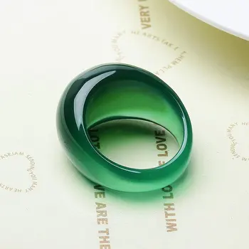 Nekustamā green jade ring crystal halcedons gredzena astes agate gredzeni, vīriešu, sieviešu rotaslietas laimīgs akmens jade pirksta gredzenu zīmols dārgakmens rubīns