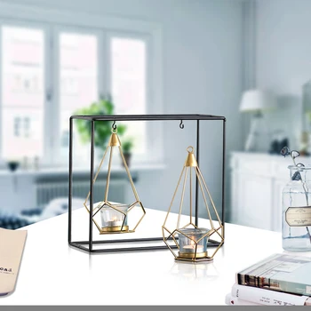 Nordic Style Ģeometriskā Zelta Stikla Dzelzs Sveces Turētājs Kausa Sveces, Mājas Apdare, Svečturi Kāzu Centerpieces Svečturis