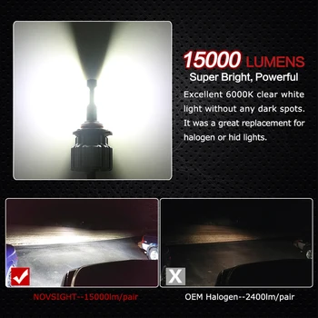 Novsight H7 LED H4 H11 9006 9005 Automašīnas Lukturi Spuldzes 80W 14400LM Dekoderi Automobiļu LED Lukturis Priekšējais Gaismas 6500K 11V-30V