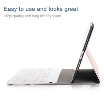 Noņemams Bezvadu Bluetooth Keyboard for iPad 2017 Gaisā 1 2 Pro 9.7 Collu PU Leather Flip Stends, Noņemams Gadījumā Tablete Vāciņu
