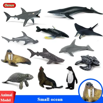 Oenux 12PCS Jūras Dzīvi Dzīvnieki Megalodon Delfīnu Stariem, Vaļu Haizivis Modeļa Darbības Rādītāji Okeāna Akvārijs Miniatūras Izglītības Mazulis Rotaļlietas
