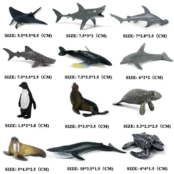 Oenux 12PCS Jūras Dzīvi Dzīvnieki Megalodon Delfīnu Stariem, Vaļu Haizivis Modeļa Darbības Rādītāji Okeāna Akvārijs Miniatūras Izglītības Mazulis Rotaļlietas