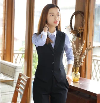 Oficiāli Dāmas Zila Veste Sieviešu Veste Darba Valkāt Biznesa Apģērbu Biroja Vienotu Stilu