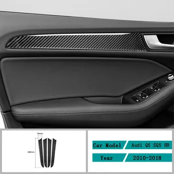 Oglekļa Šķiedras Auto Piederumi Interjera Iekšējo Durvju Paneļa Vāku Apdare Uzlīmes Vāciņš Melns, Uzlīmes Audi Q5 SQ5 8R 2010-2018