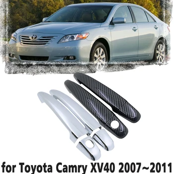 Oglekļa Šķiedras Auto roktura Vai Chrome Durvju Rokturi seguma Toyota Camry XV40 2007~2011. gada Auto aksesuāri 2008 2009 2010