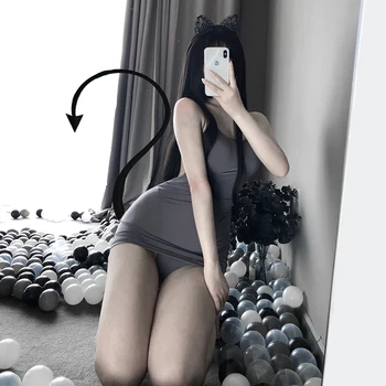 OJBK Backless Pārredzamu Sexy Kleita Pelēka Balta Erotiska Apakšveļa Sievietēm, Elpojošs Materiāls Stiept Auduma BodySuit 2020 Jaunas