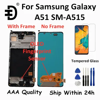 OLED, Samsung Galaxy A51 LCD Displejs Ekrānā Pieskarieties Digitizer Montāža Pantalla Samsung A51 A515F SM-A515F LCD Nomaiņa