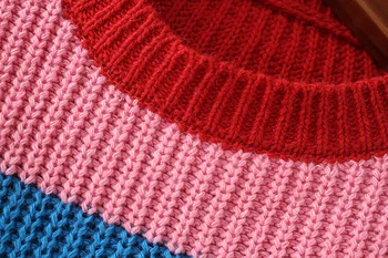 OMCHION Sueter Muje Līdz 2018. gada Rudenī O Kakla Šiks Džemperis Rainbow Gadījuma Zaudēt Retro Sieviešu Džemperis korejas Trikotāžas Džemperis LMM177