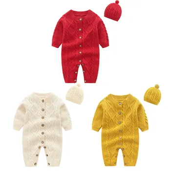 Orangemom modes adīšanas jumpsuit + cepurītes meitenēm bērnu ziemassvētku apģērbs unisex jaunā gada dāvanu jaundzimušo bērnu zēns romper dvīņi 50308