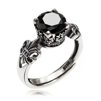 Oriģināla dizainera stila dimanta atvēršanas vīriešu un sieviešu pāris gredzenu valdonīgs retro amatniecības luksusa krusta zīmolu sudraba rotaslietas