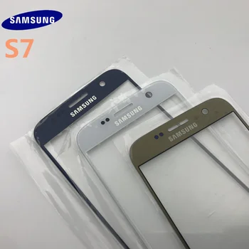 Oriģināls Samsung Galaxy s7 G930 SM-G930F Aizmugurējais Stikls Aptver Aizmugurējos Akumulatora Vāciņu Durvis ar Kameras objektīvs+Priekšējā stikla lēcu