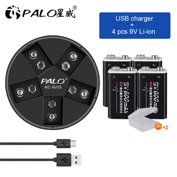 PALO 600mAh 9V li-ion Akumulators 9 v litija par Multimetrs Mikrofons Rotaļlieta, Tālvadības pults KTV izmantot 9v Baterijas 28422