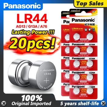 Panasonic 20pcs 1,5 V Pogu Šūnu Baterijas LR44 LR1154 357A SR44 Oriģināls lr44 Litija Monētas Bateriju A76 veica grozījumus 13.ag G13A