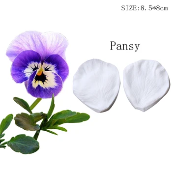 Pansy Flower Lapu Veiners Silikona Veidnē DIY Pomādes Kūka Surgar Gumpaste Māla Cepšanai Ūdens Papīra Trauki M2478