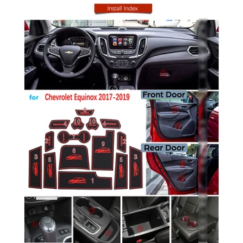 Par Chevrolet Equinox 2017 2018 2019 MK3 Holden Anti-Slip Gumijas Vārtiem Slots Kausa Mat Durvju Groove Mat Auto Piederumi Uzlīmes