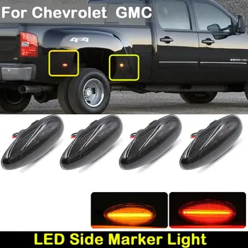 Par Chevrolet Silverado GMC Sierra 2500HD 3500HD 4gab kūpinātas Objektīva priekšā amber LED sānu gabarītlukturi gaisma, Sarkans aizmugures sānu gabarītlukturi