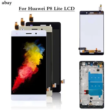 Par Huawei Ascend P8 Lite ALE-L04 L21 TL00 L 23 CL00 L02 UL00 LCD Displejs, Touch Screen Digitizer Montāža Nomaiņa Ar Rāmi