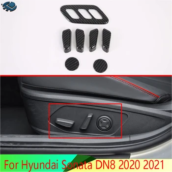 Par Hyundai Sonata DN8 2020 2021 Auto Piederumi Oglekļa šķiedras stila Interjers Iekšējais Sēdekļa Regulēšanas Slēdzi, Poga Poga Vāka Apdare
