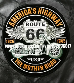 Pasūtījuma Lieli Izšuvumi Punk Amerikas šosejas Biker Plāksteri Motociklu Dzelzs Apģērbs, route 66 Plāksteri nozīmītes