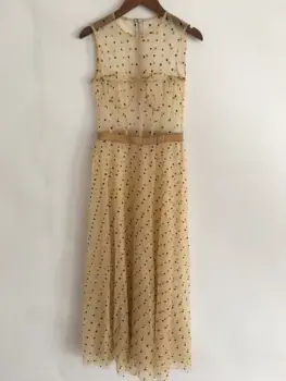 Pavasara rudens Sievietes Pliknis Mesh Dress Lady Piedurknēm O-veida kakla Sieviešu Dimantu Sequined Kleitas 1941