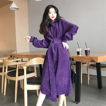 Pavasara Sieviešu Slim Sadalīt Kleita 3 Krāsā ar garām Piedurknēm Lielgabarīta Vintage Velveta Vestidos Sieviešu 2020. Gadam, Modes korejas Kleitas Dāmas