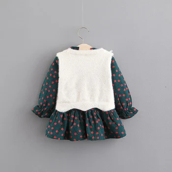 Pavasarī Baby Meiteņu Drēbes, Ziedu Kleita + Veste Komplekti toddler Meitenes bērnu Apģērbu Princess Birthday Party tutu Kleitas, kleita