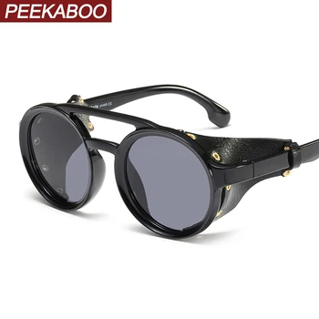 Peekaboo sānu vairogu saulesbrilles vīriešu kārtas vintage black steampunk saules brilles sievietēm 2019 kniežu uv400 dzeltens vasaras